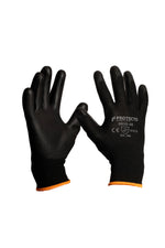 Cargue la imagen en el visor de la galería, Guante de nylon negro con palma de poliuretano 6605