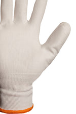 Cargue la imagen en el visor de la galería, Guante de nylon blanco con poliuretano en palma y dedos 6645
